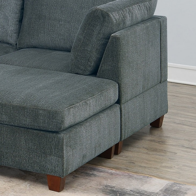 Canapé modulaire modulaire 9 pièces pour salon et canapé d'angle en lin 3X, Gris chenille