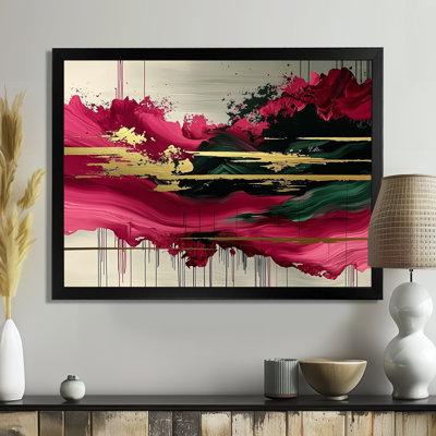 Abstrait rose et noir Fragments Of Time I - Art mural abstrait pour le salon