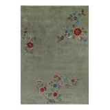 Floral Hand-Knotted Rectangle 10' x 14'1" Wool/Cotton Area Rug in Gray/Red