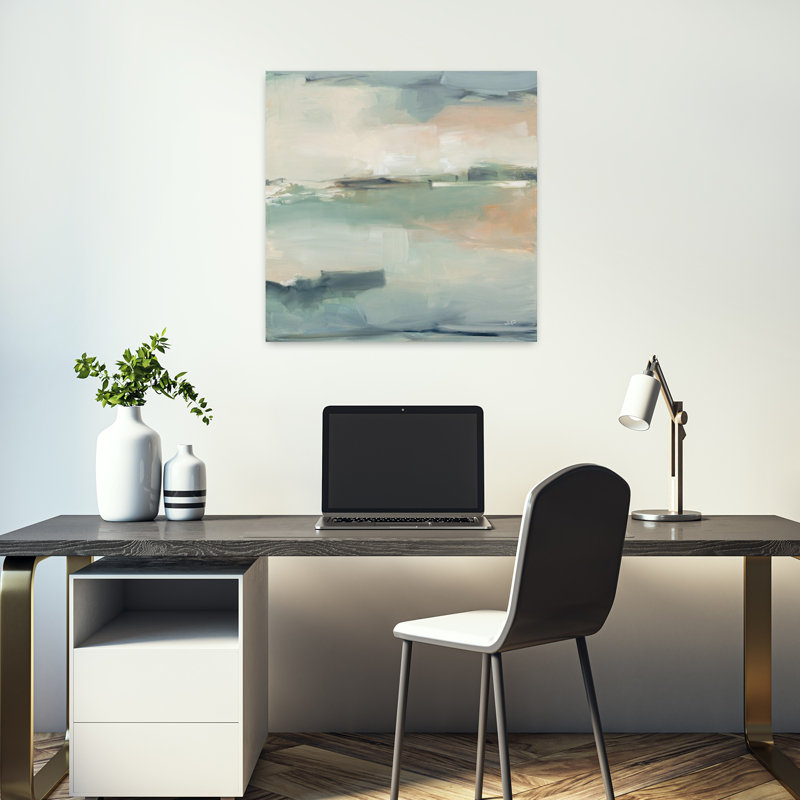 Coastal Calm Waters avec art abstrait bleu, H 18 po x l 18 po