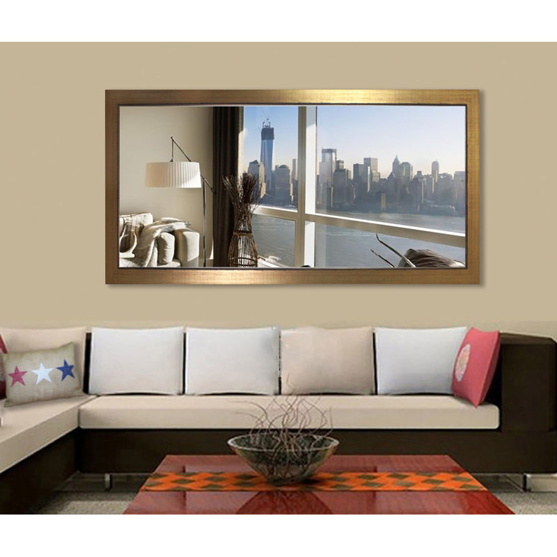 Viviano Wood Flat Wall Mirror, 38.5" H x 65" W