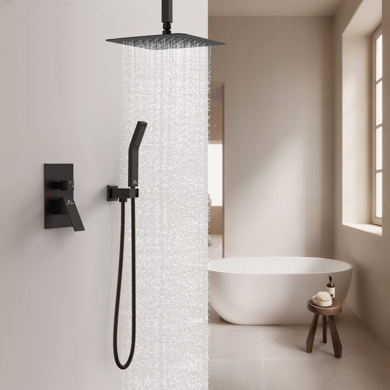 12Inch Rainfall Shower System, Matte Black