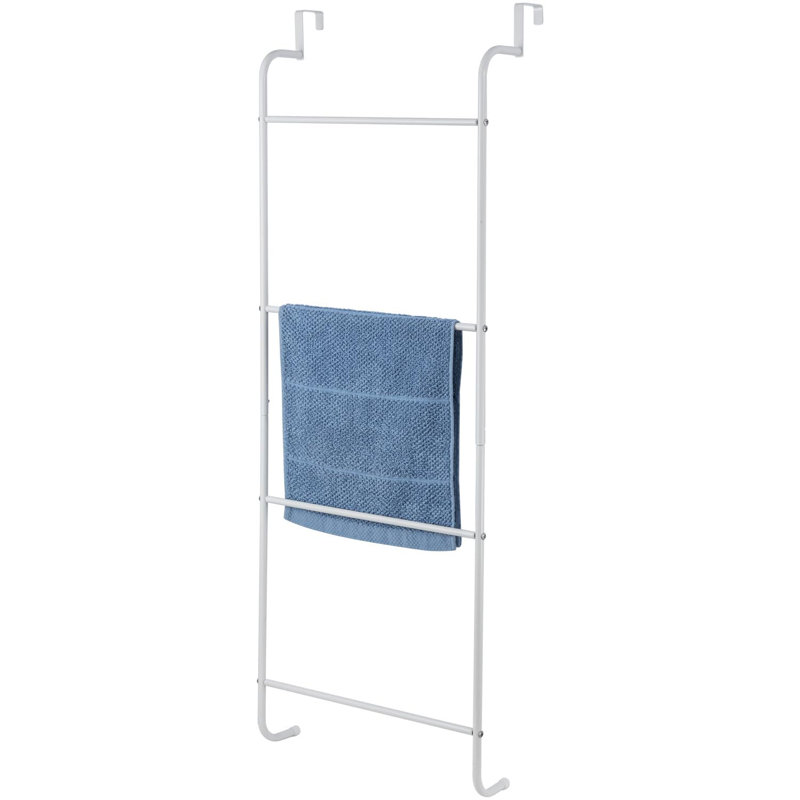 White Metal Over-the-Door Towel Rack with 4 Rungs