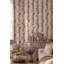 Papier peint floral avec rayures mauves, décoration murale jardin romantique-129451695