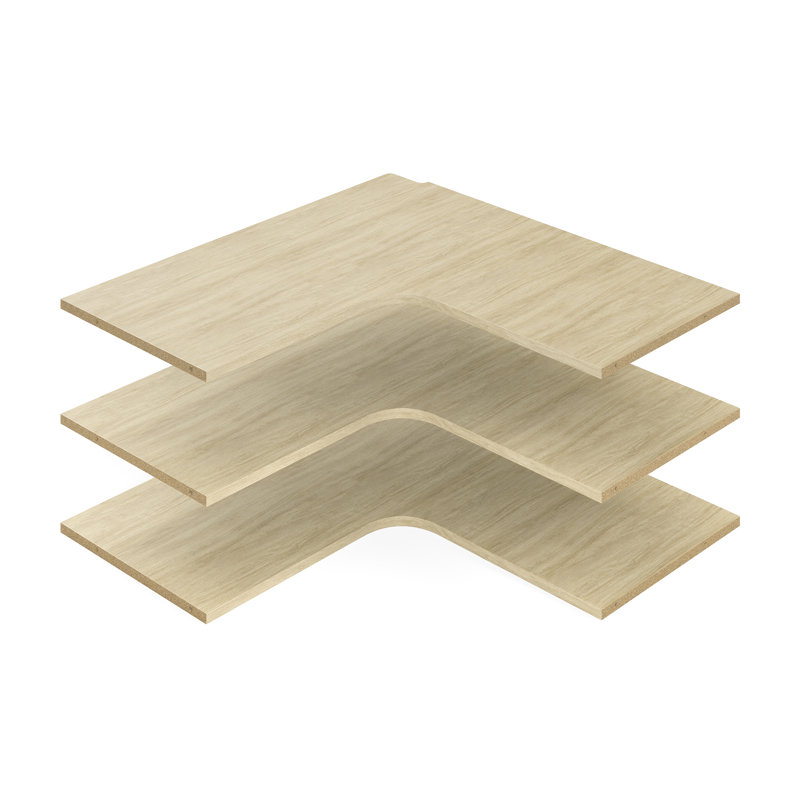 Tablette d'angle à 3 tablettes Grid, Blond miel