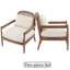 2PCS Mid-Century Modern Accent Chair - Solid Wood Armchair with Rattan Backrest and Cushion-658577522