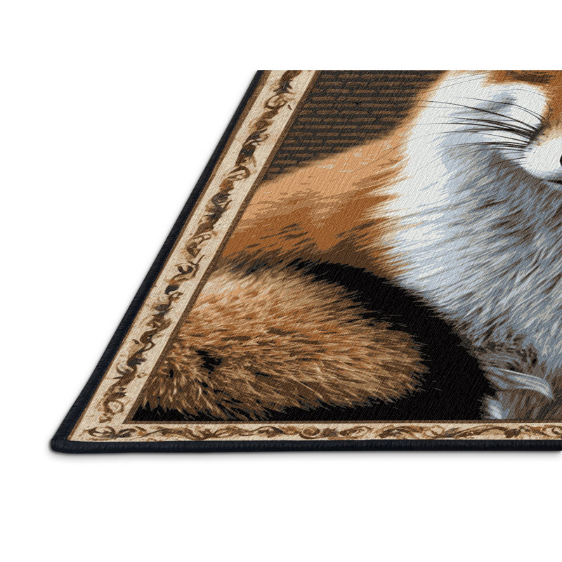 Washable Bat eared Fox Wildlife Area Rug, Rectangle 7' x 9'
