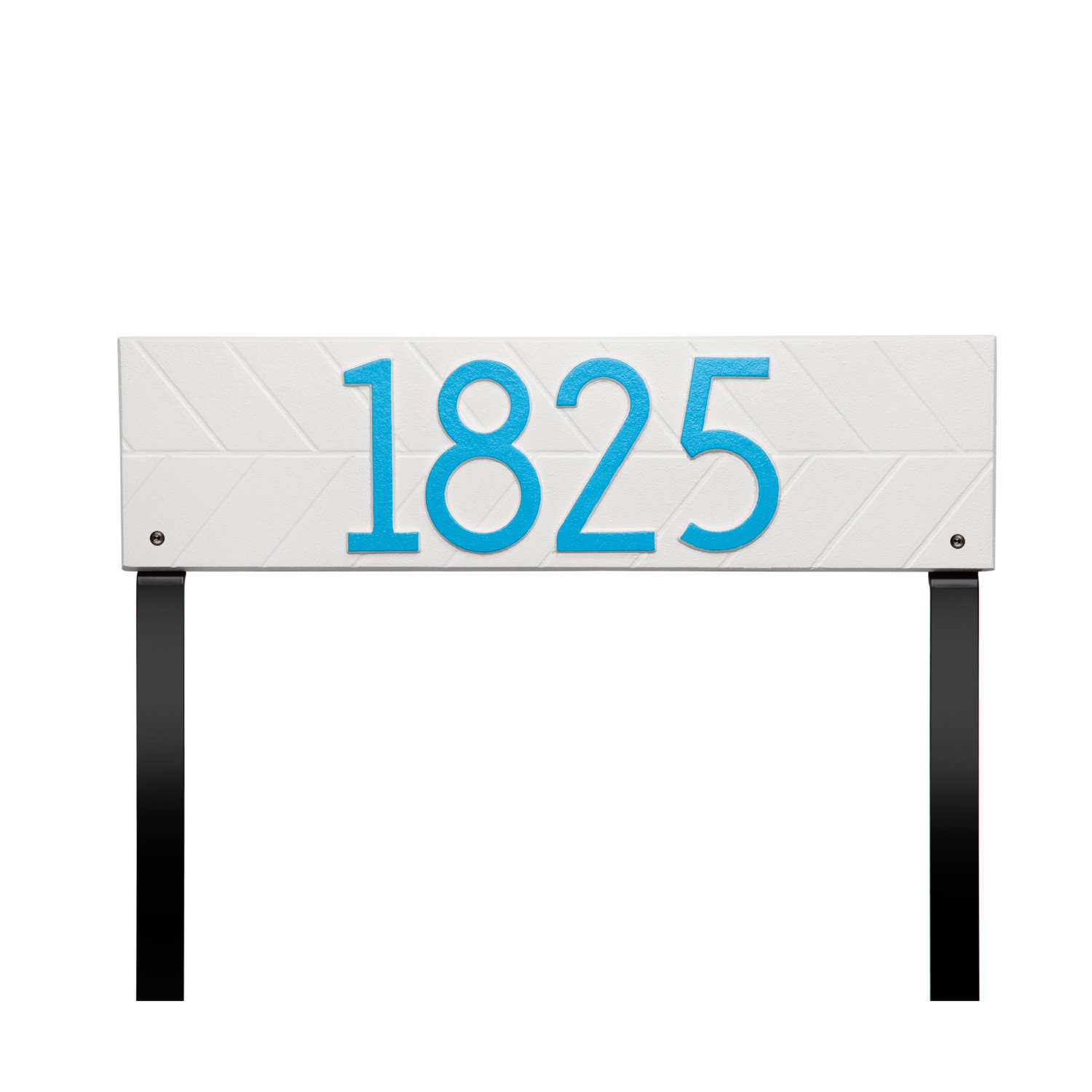 Mid-Century Modern Lawn Address Plaque, White/Aruba Blue, Yes