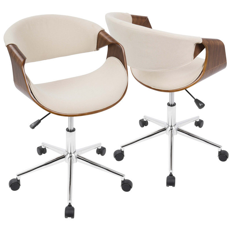 Chaise de bureau en noyer et crème