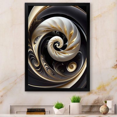 Gold Black And White Stained Glass V - Modern Canvas Wall Art