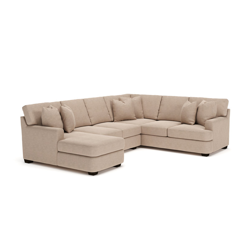 Emilio Upholstered Sectional, Conversation Linen Basketweave, Left Hand Facing