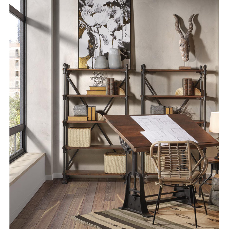 Adjustable Height Solid Wood Iron Drafting Table
