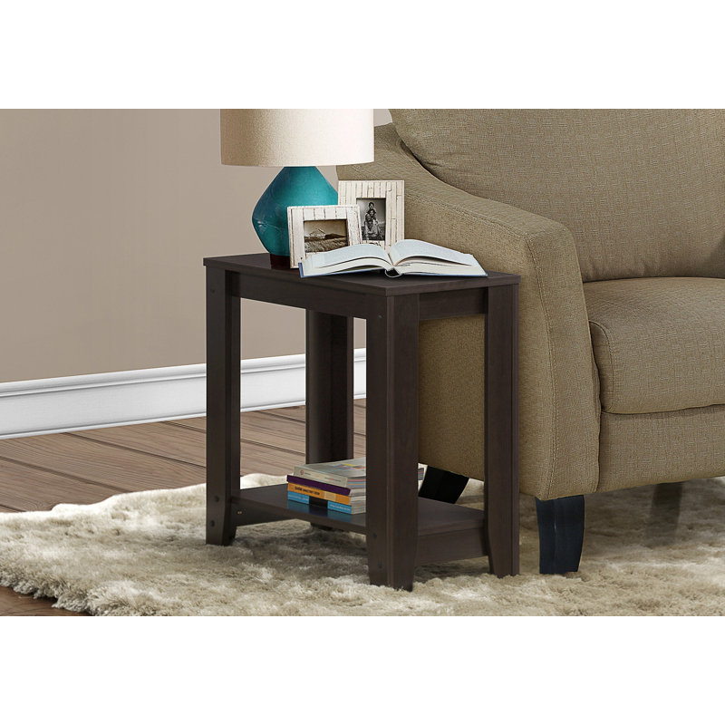 Table d'appoint, côté, bout, table de chevet, lampe, salon, chambre à coucher, stratifié brun, transitionnel, Espresso