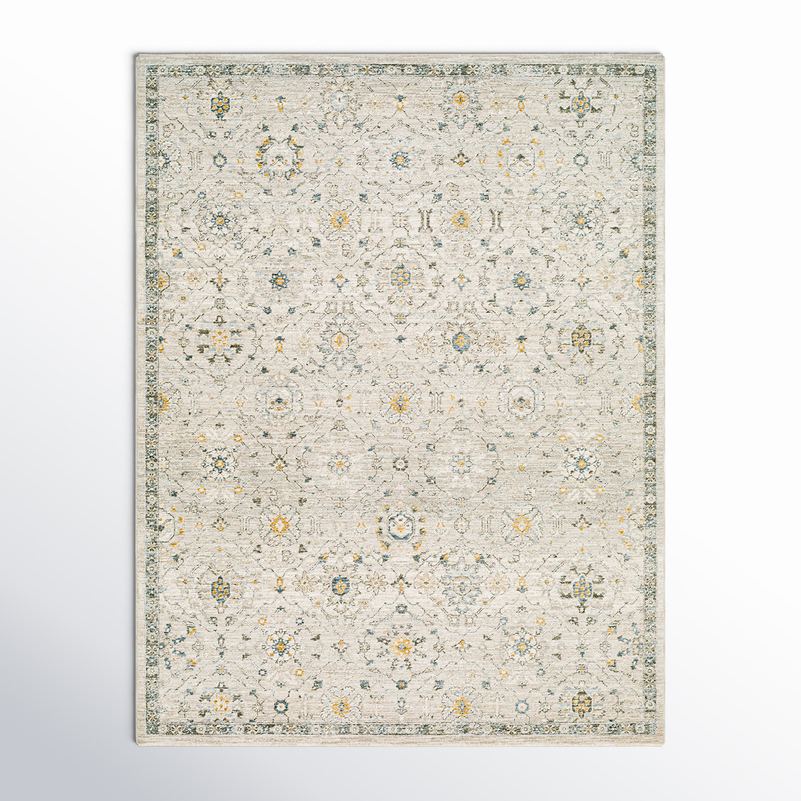 Elsadora Oriental Machine Woven Polyester Area Rug in Beige/Yellow/Blue