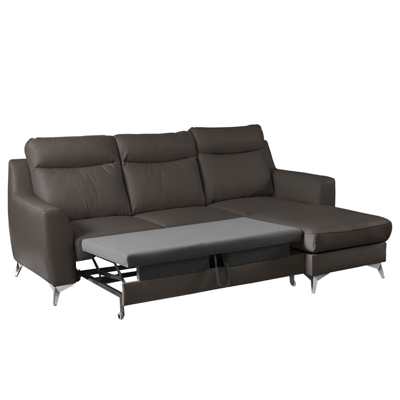 Fabiha 3 Seater Sofa Bed, Dark Brown, Right Hand Facing
