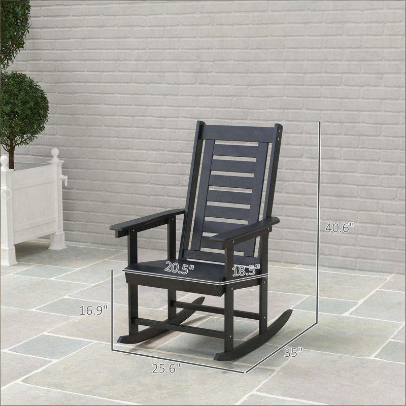 Set of 2 HDPE Outdoor Rocking Chairs (Black), Black