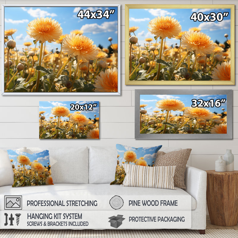 Dandelion Sunlit Petals I - impression sur toile florale, H 34 po x l 44 po x P 1,5 po, Toile tendue