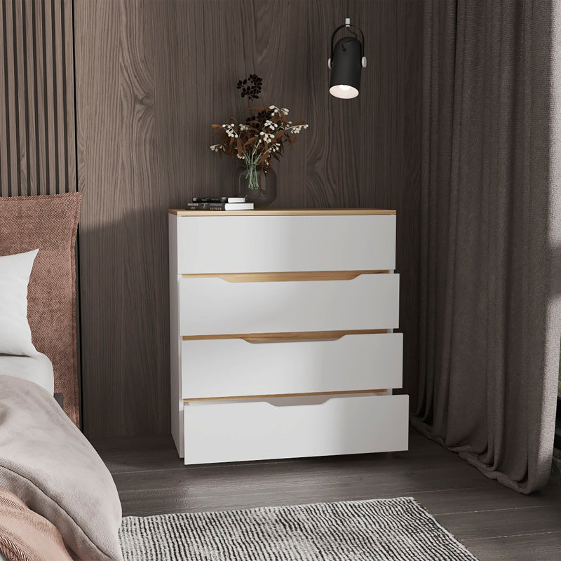 Commode 4 tiroirs Lynbrook, Blanc