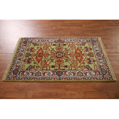 Light Green Oushak Oriental Rug 3x5