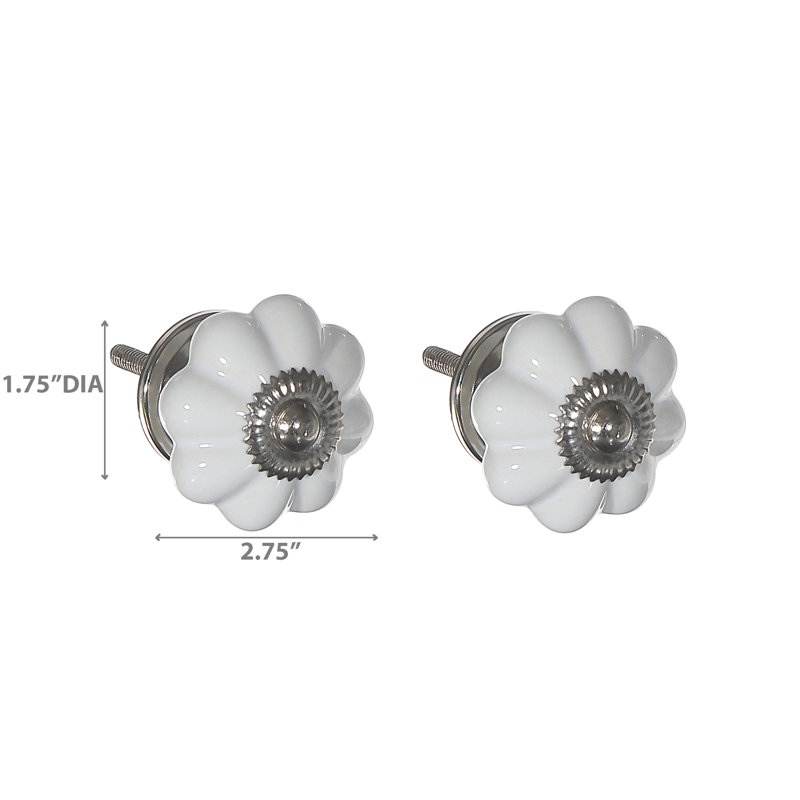 Ensemble de 2 boutons décoratifs festonnés, Blanc