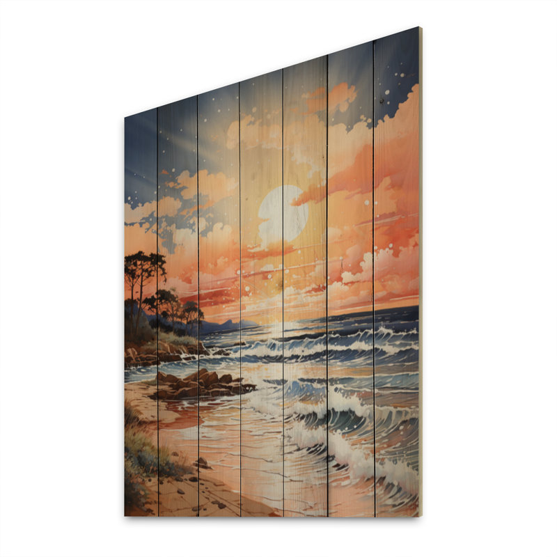 «Beach Sunkissed Sands Pointillism II» sur bois, H 20 po x l 10 po x P 0,78 po