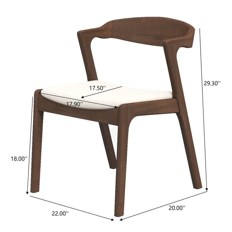 Chaise en bois de noyer massif et chaises d'appoint en cuir de velours blanc (ensemble de 2), Blanc