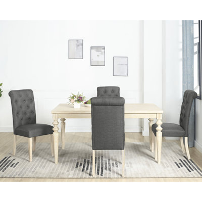 Elegant Dining : 4 Back Chairs & Rectangular Table Modern With