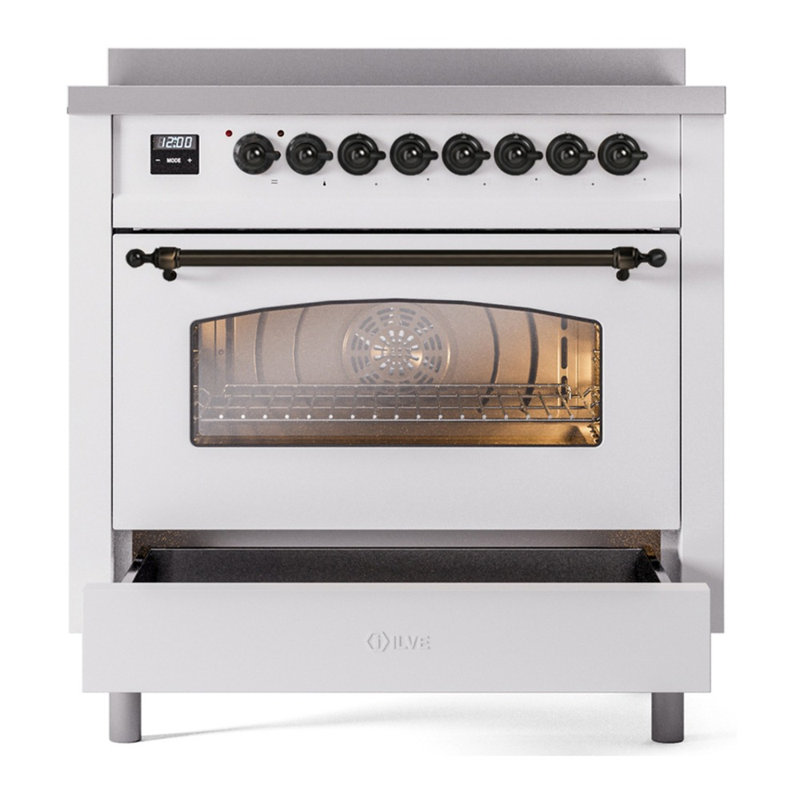 ILVE Nostalgie II 36 in Induction Range, White/Bronze