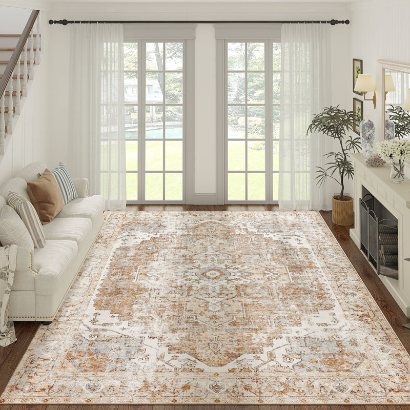 Tapis intérieur lavable en chenille Mahnaz Mashine, Rectangle 9 pi x 12 pi
