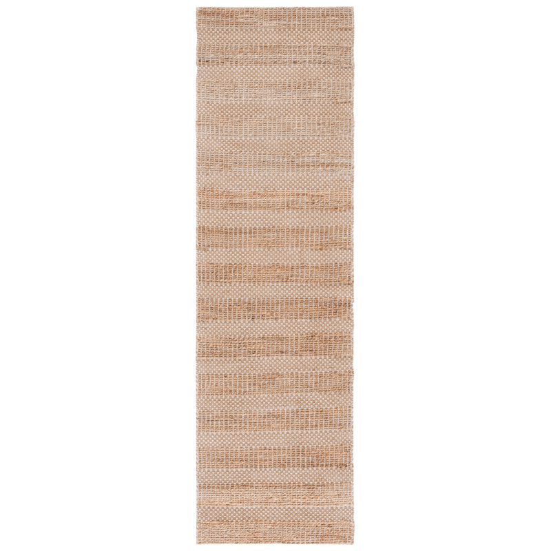 Abianna Geometric Flatweave Ivory/Natural Area Rug, Runner 2'3" x 8'