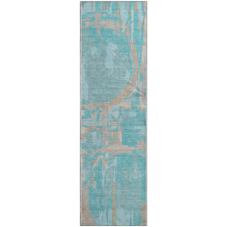 Premium Machine Washable Prisco Teal Rug