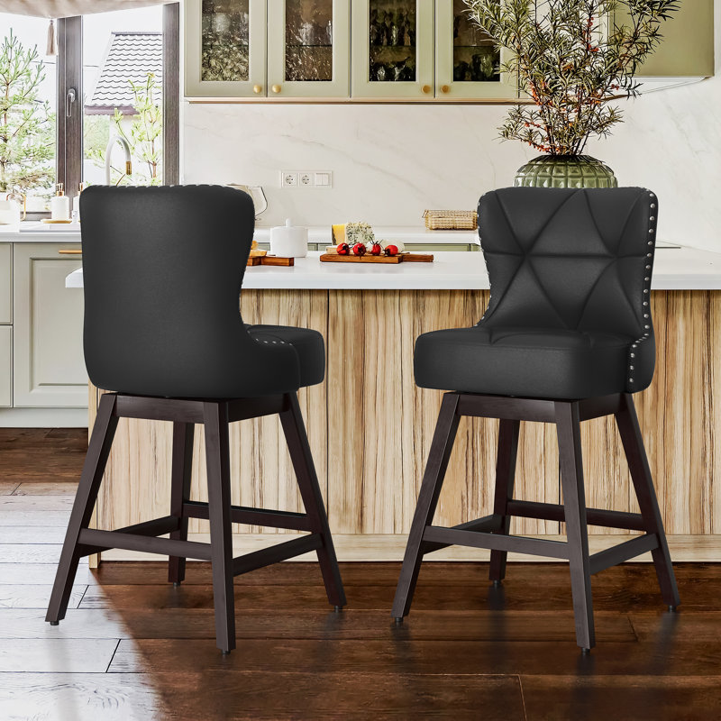 Tabouret de comptoir pivotant 26 po Arabele, Noir, noir, noir, noir, 2, Marron foncé