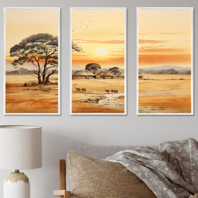 «Beige African Safari Landscape IV - Art mural africain»