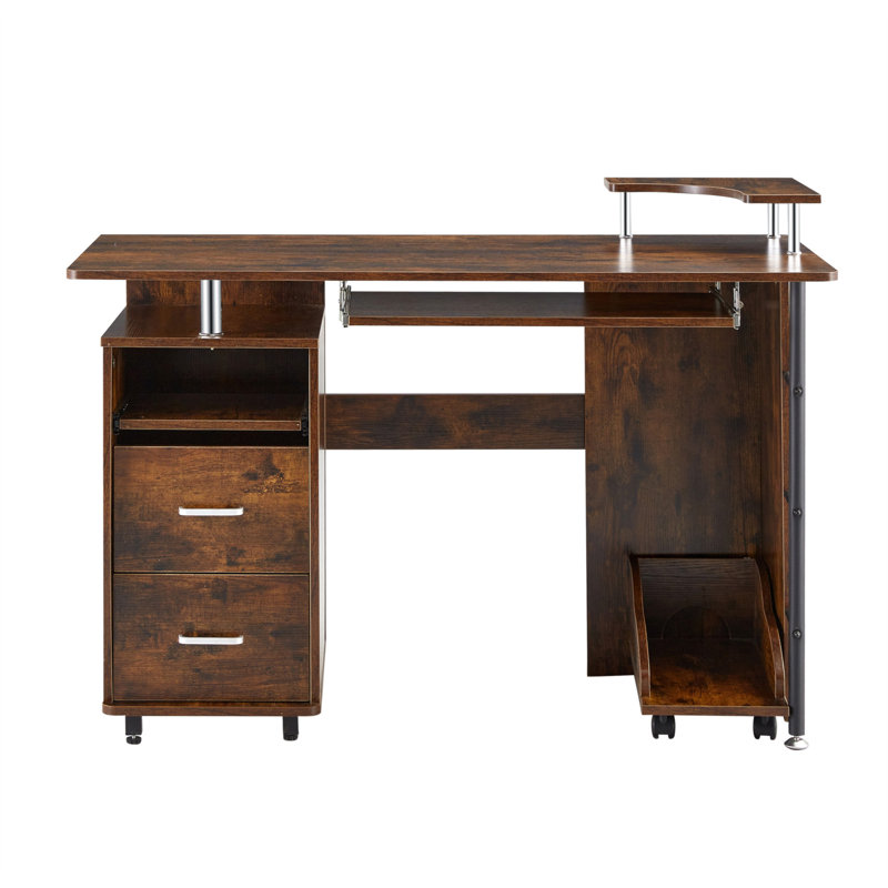 D&N Solid Wood Computer Desk With Storage And Functionality