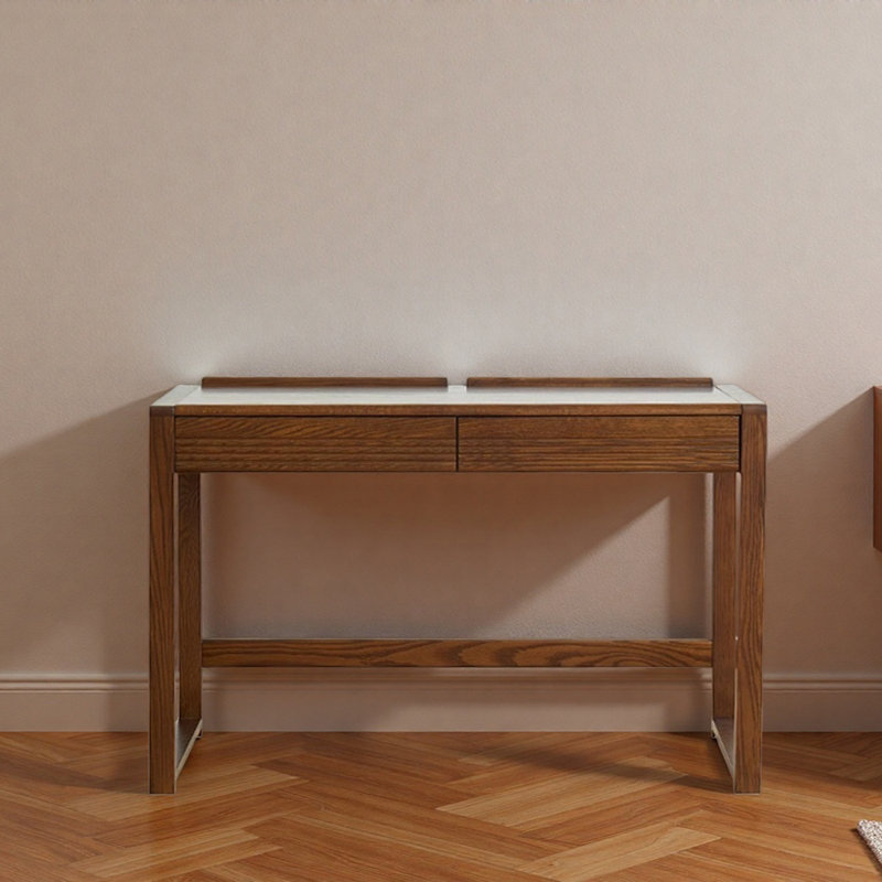Bureau d'écriture simple à 2 tiroirs brun foncé, H 30,7 po x l 47,24 po x P 21,65 po