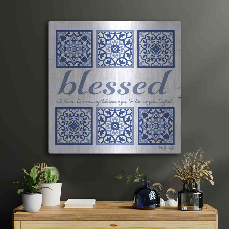 «Blessed Tile» par Cindy Jacobs, art mural en métal, H 12 po x l 12 po
