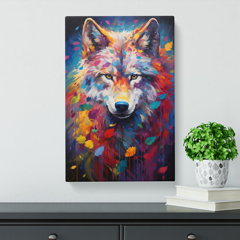 Wolf Impressionism No.2 - Wrapped Canvas, 76cm H x 50cm W x 3cm D
