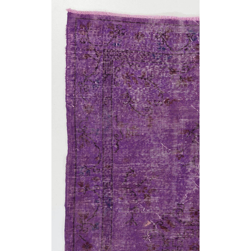 Tapis turc moderne délavé à la main 4 x 7 pi de couleur mauve