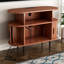 Grand support de tourne-disque rond avec station de charge et ports USB, armoire de rangement de disques, support de table tournante moderne Mid-Century pour le salon de la chambre à coucher