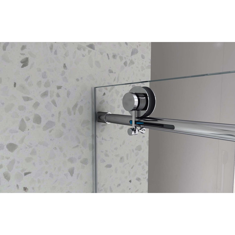 Une porte de douche fixe et une porte décalée sans cadre, grandes poulies 70 SM 304 SUS avec fonction de fermeture en douceur réglable, avec nettoyage facile et protection anti-déflagrante