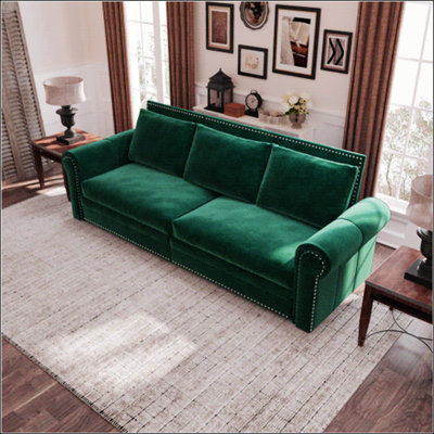Chesterfield Sofa, 93.7 Inch King Pull Out Sofa Bed, 3-In-1 Velvet Convertible Sleeper With Nailhead Trim & Rolled Arm, Multi-Functional For Living Room And Bedroom