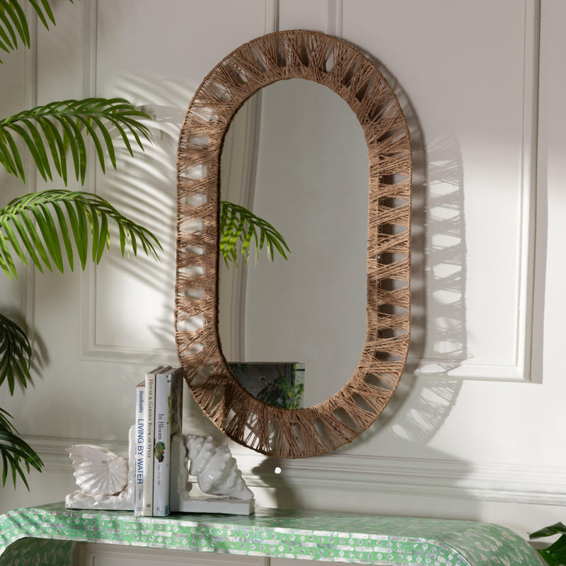 Aadith Seagrass Oval Beveled Wall Mirror