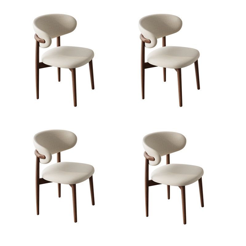 Sachelle Solid Wood and Upholstered White Side Chair Dining Chair, No assembly required (Set of 4), 4, Dark Brown Wood
