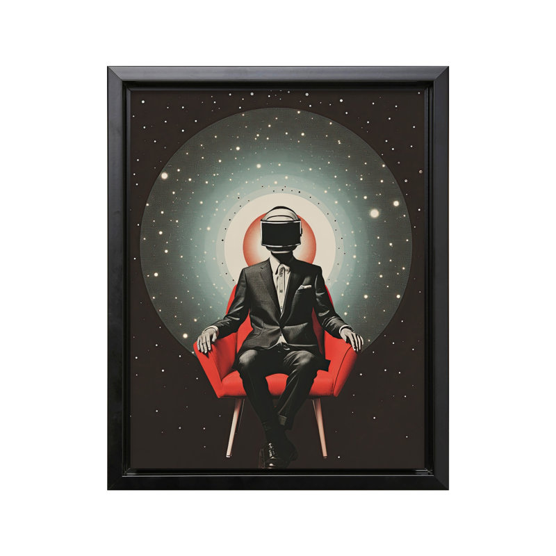 Homme masqué psychédélique n ° 1, 08"H x 10"W, Canvas, Black Framed