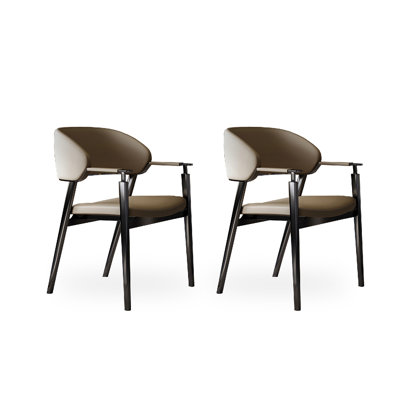 Chaise de salle à manger moderne et simple en cuir avec accoudoirs et dossier