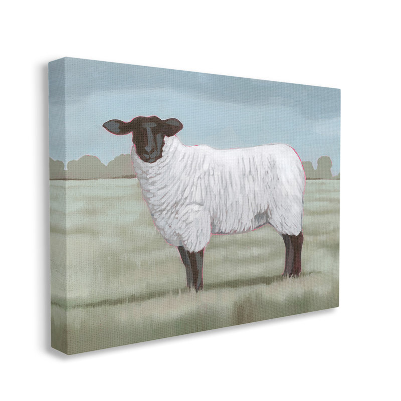 «Traditional Farm Sheep» par Grace Popp sur toile, H 24 po x l 30 po, Estampe numérique Farmhouse