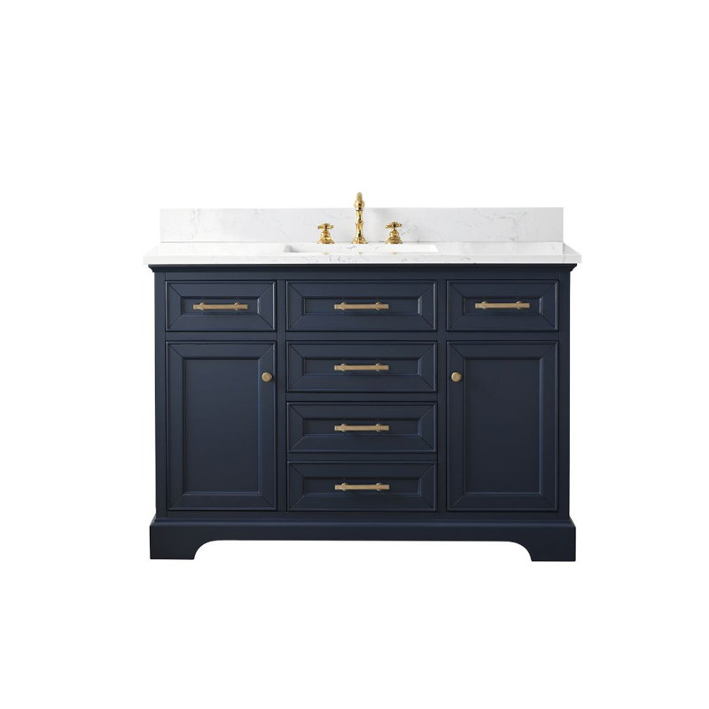 Thompson 48" W Single Vanity, Indigo Blue/Brushed Gold