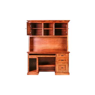 Solid Wood Framed 51 Study Desk and Hutch Set in Natural Finish