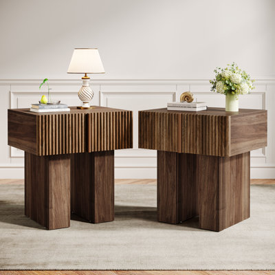 Fluted Nightstand Set Of 2
