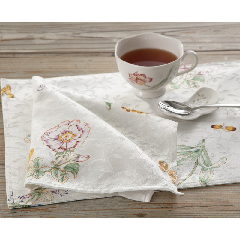 Lenox Butterfly Meadow Damask Napkins, Set of 4, Multicolor - 19"W x 19"L